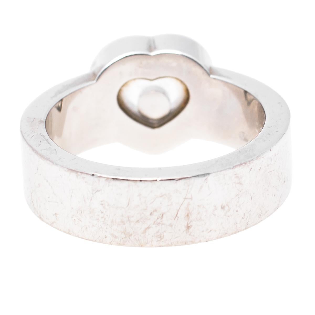 Chopard Happy Diamonds Heart 18K White Gold Band Ring Size 53 2