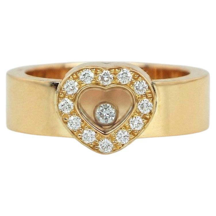 Bague Chopard Happy Diamonds Heart en or jaune 18 carats sertie de diamants