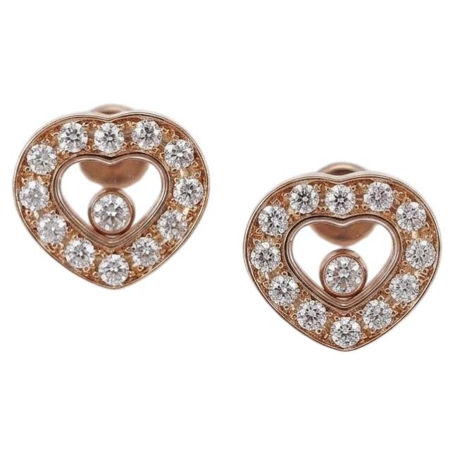 Chopard Happy Diamonds Heart Ohrstecker aus 18 Karat Gelbgold mit Diamanten im Angebot