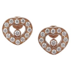 Chopard Happy Diamonds Heart 18k Yellow Gold Diamond Stud Earrings