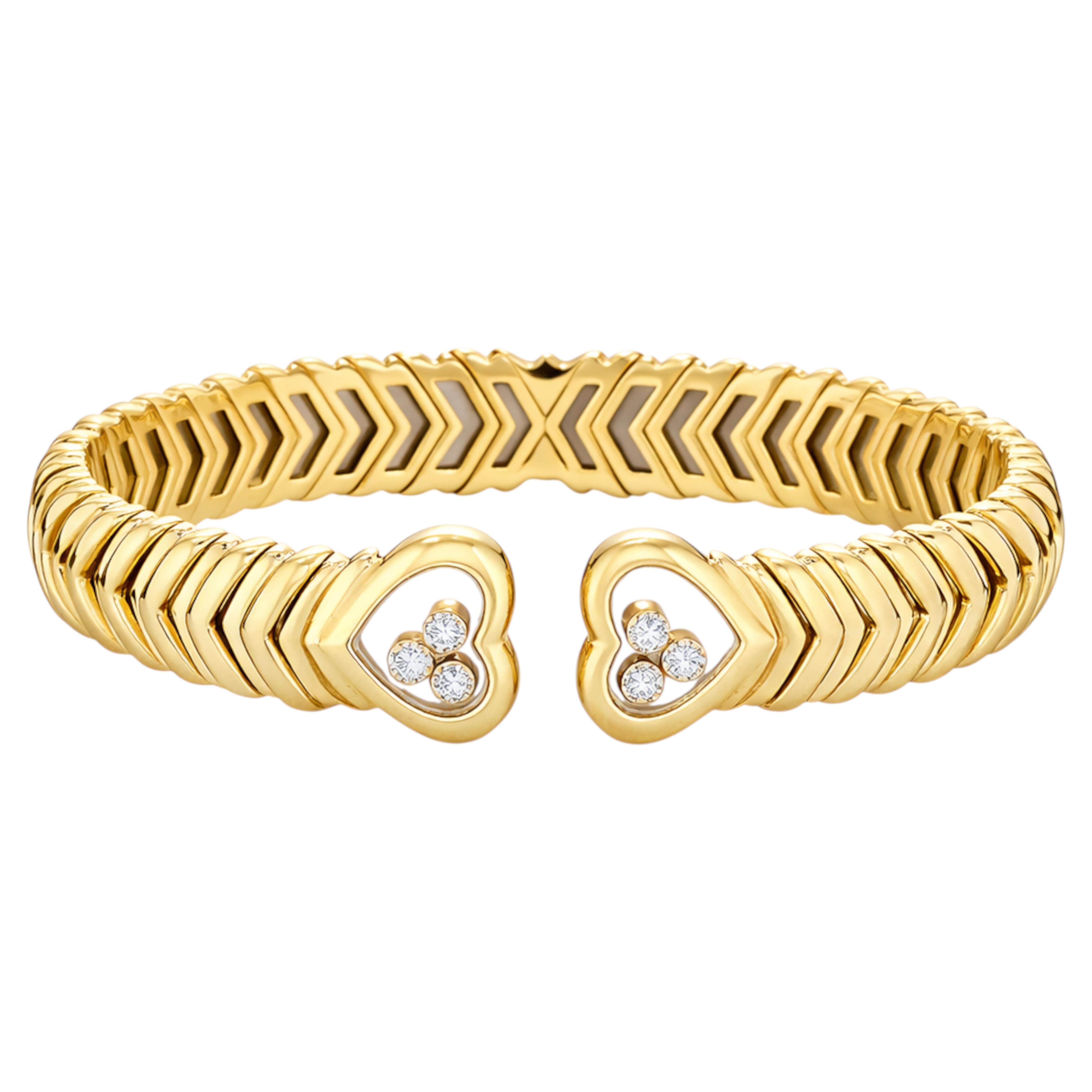 Chopard Happy Diamonds Heart Bangle Bracelet 18K Tri-Color Gold