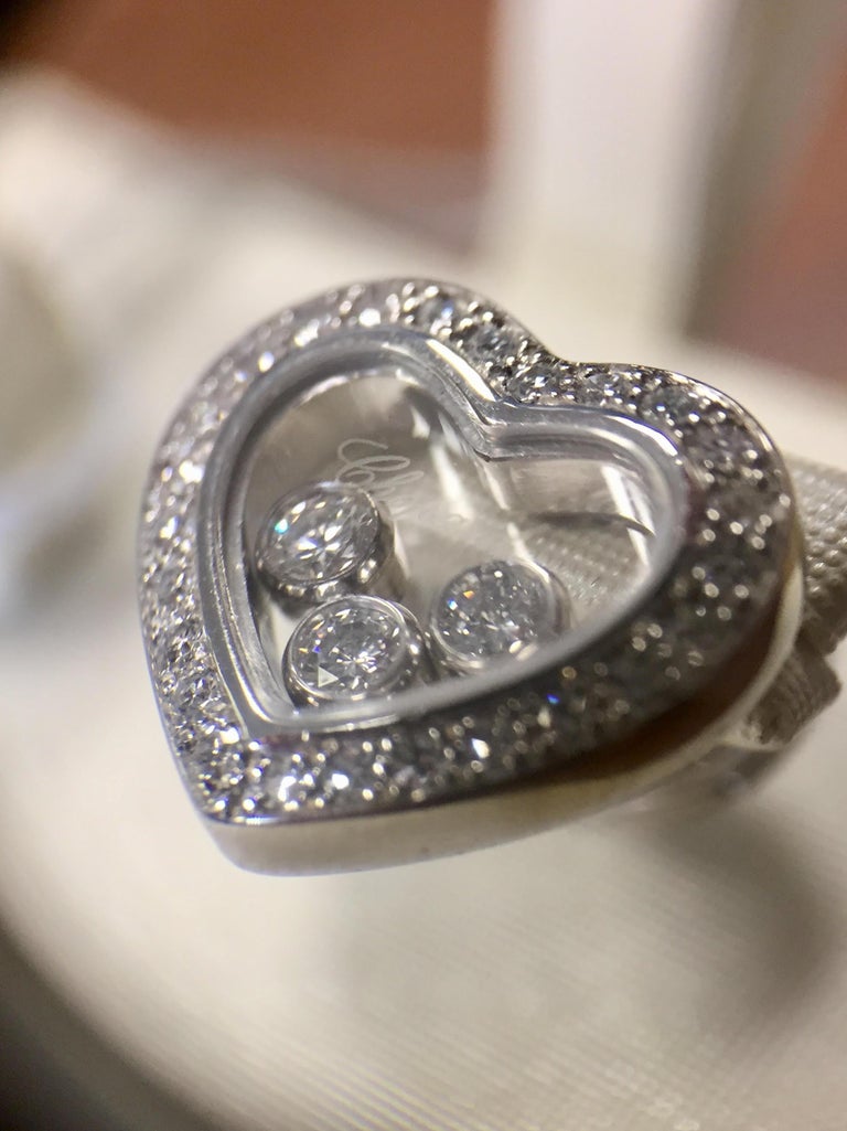 Chopard Happy Diamonds Heart Earrings 18 Karat White Gold ...