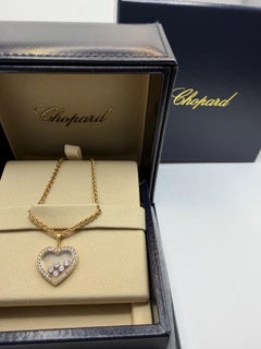 Chopard Happy Diamonds Heart Necklace with Five Floating Diamonds in 18K Yellow