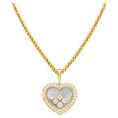 Chopard Happy Diamonds Heart Necklace with Five Floating Diamonds in 18K Yellow
