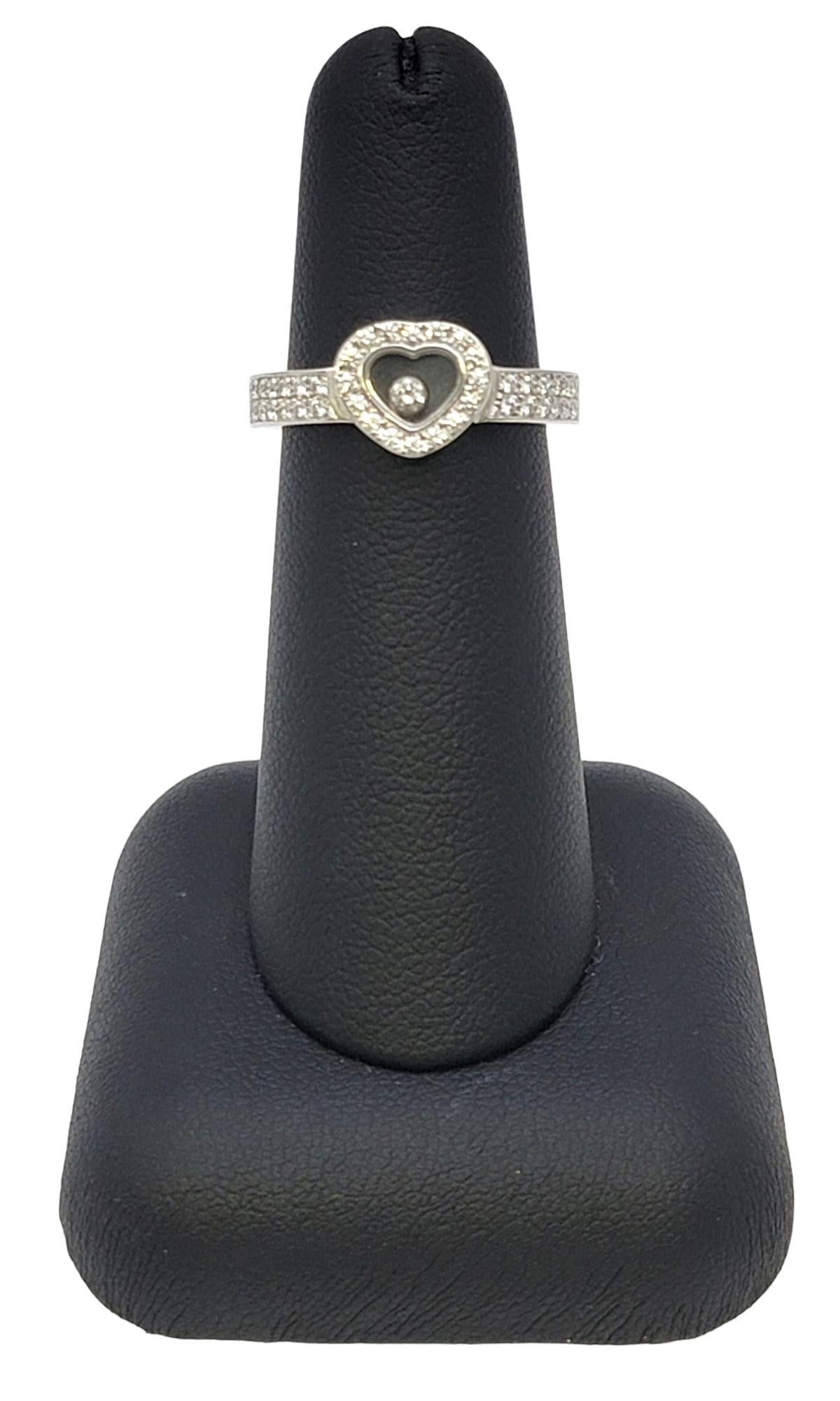 Chopard Happy Diamonds Heart Pave Halo Band Ring in 18 Karat White Gold For Sale 6