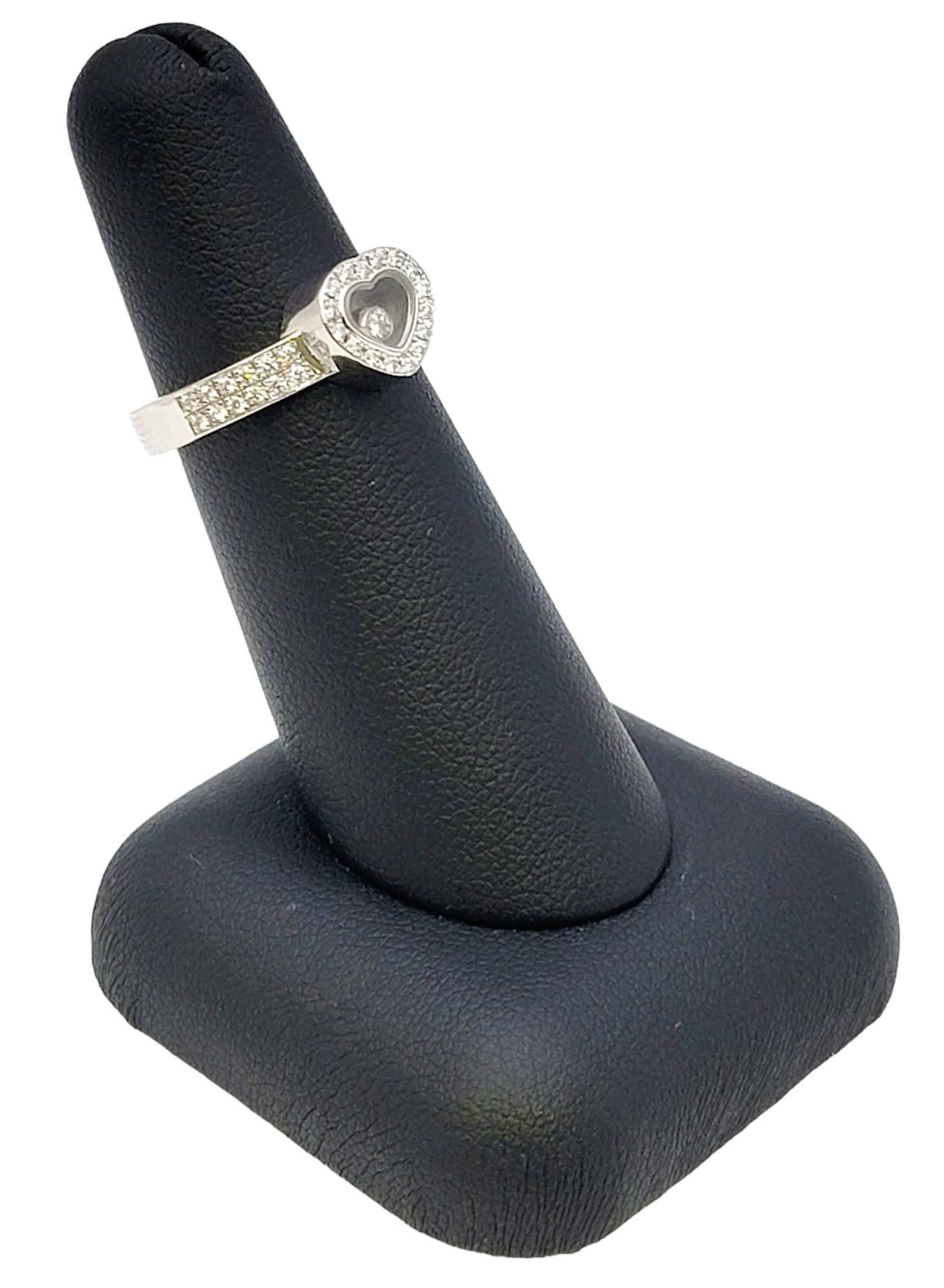 Chopard Happy Diamonds Heart Pave Halo Band Ring in 18 Karat White Gold For Sale 7