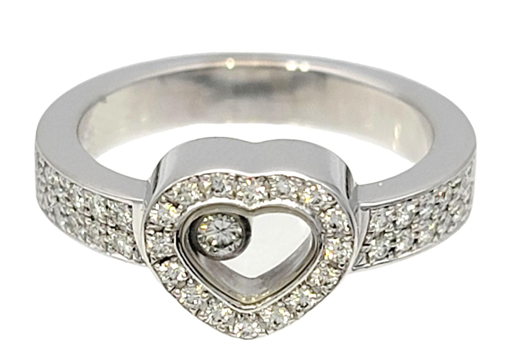 Chopard, bague Happy Diamonds Heart Pave Halo en or blanc 18 carats Pour femmes en vente