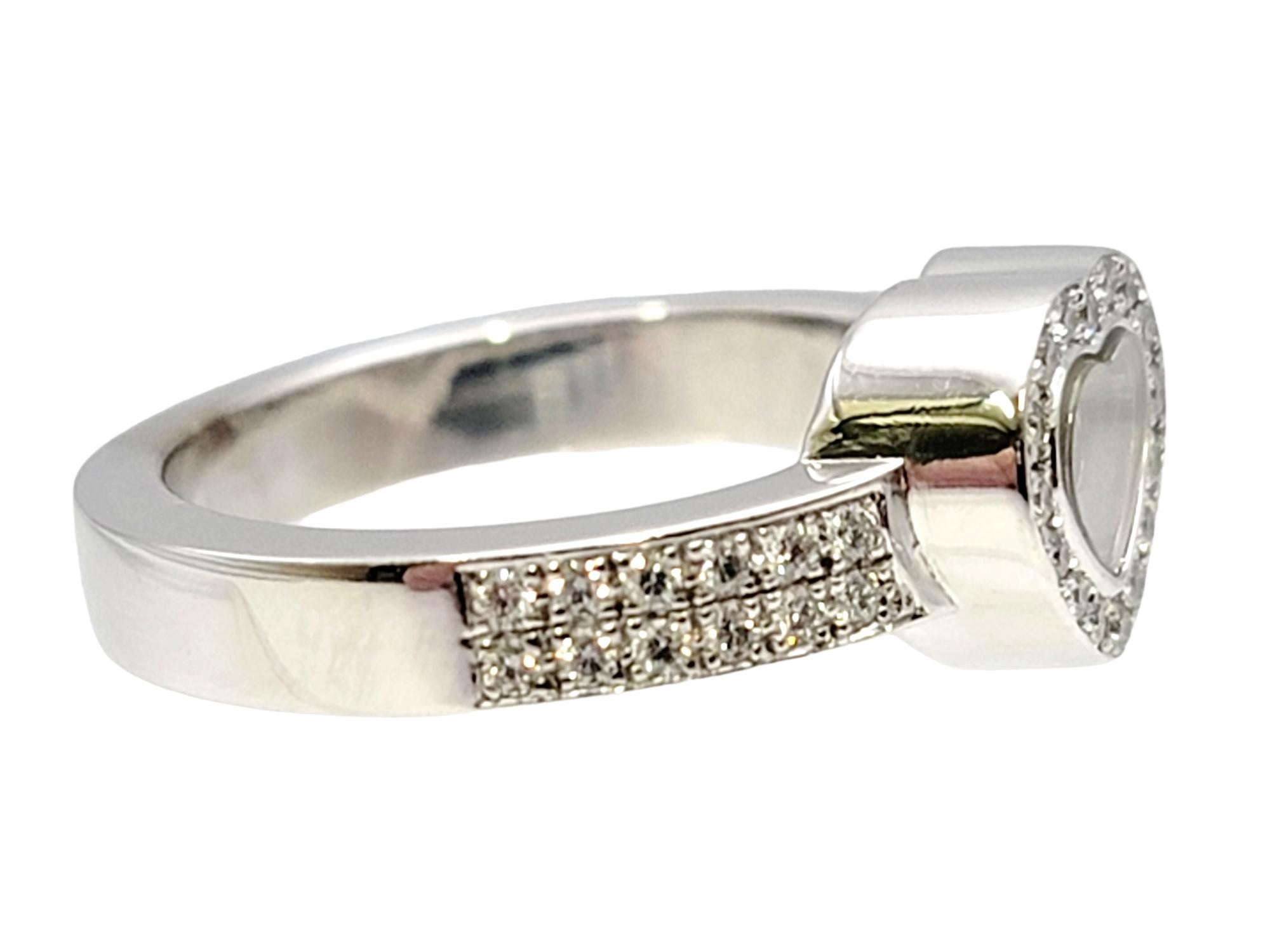 Chopard Happy Diamonds Heart Pave Halo Band Ring in 18 Karat White Gold In Good Condition For Sale In Scottsdale, AZ