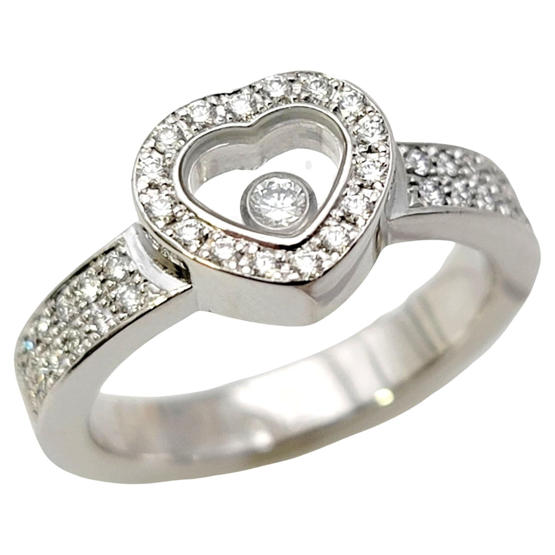 Chopard Happy Diamonds Heart Pave Halo Band Ring in 18 Karat White Gold