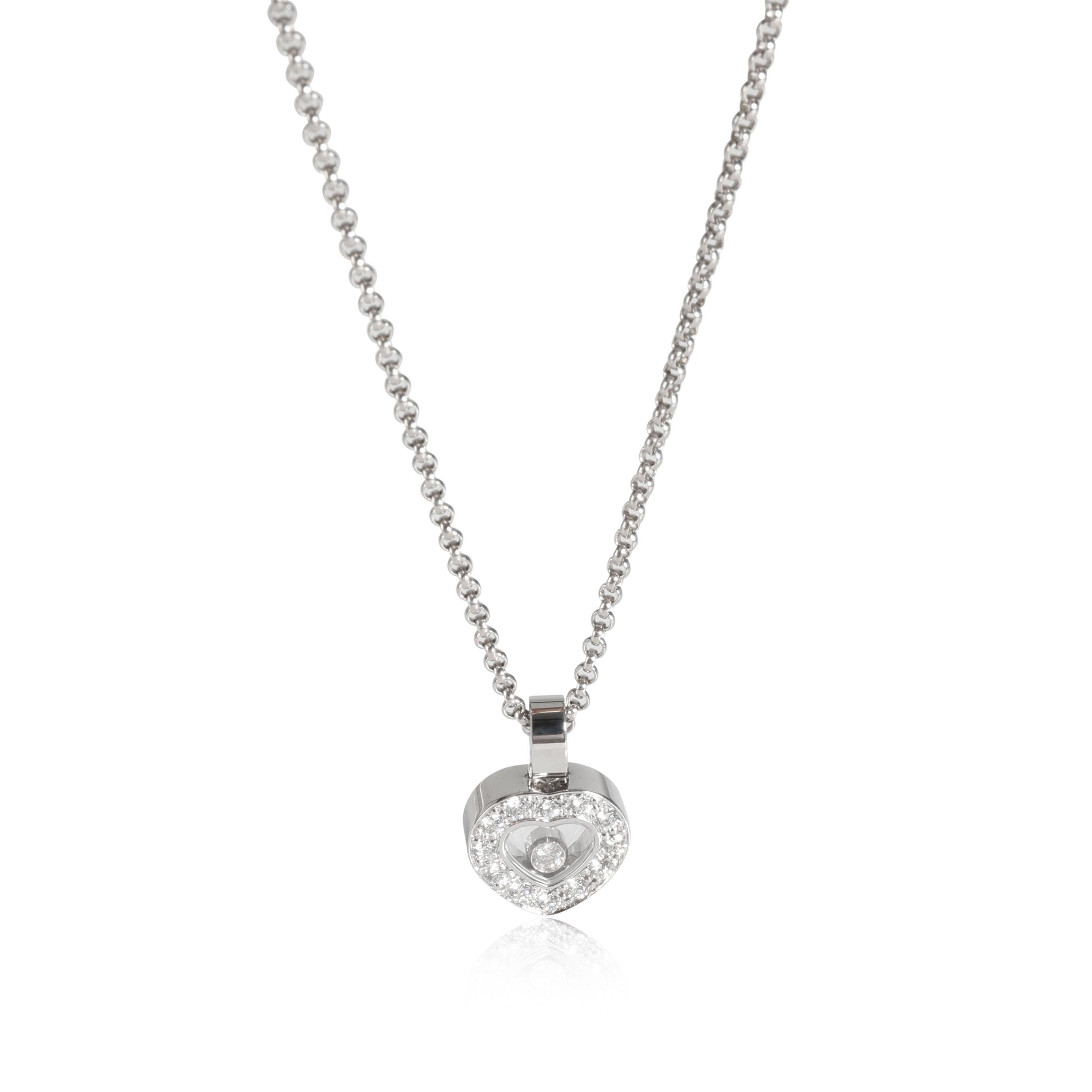 Women's Chopard Happy Diamonds Heart Pendant in 18K White Gold 0.3 CTW