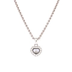 Chopard Happy Diamonds Heart Pendant Necklace 18k White Gold and Diamonds
