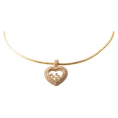 Chopard Happy Diamonds Heart Pendant Necklace 18K Yellow Gold Diamond