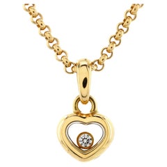 Chopard Happy Diamonds Heart Pendant Necklace 18K Yellow Gold with 1 Floating