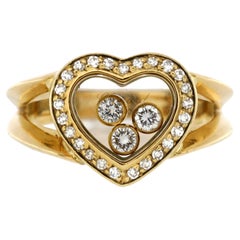Chopard Happy Diamonds Heart Ring 18K Yellow Gold with Diamonds and 3 Floating
