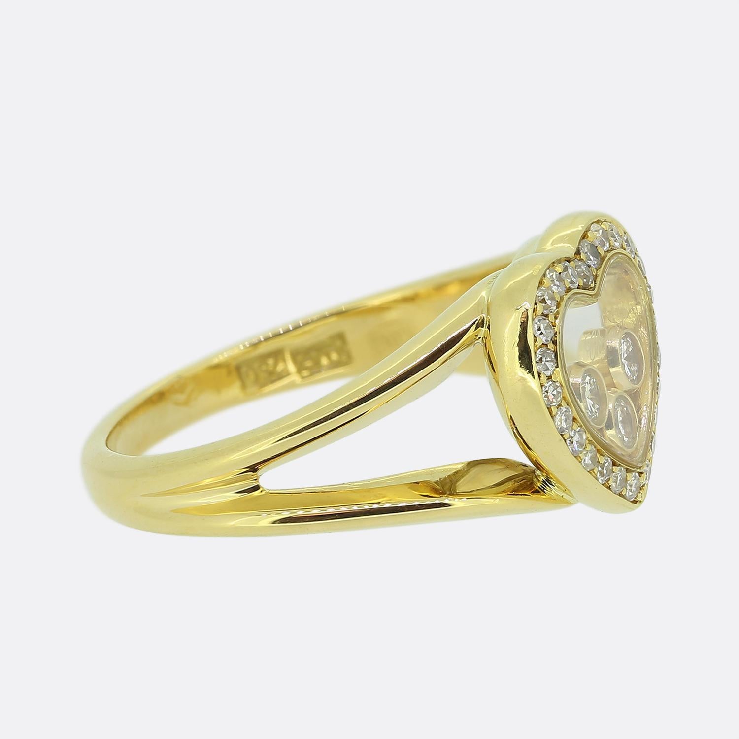 Round Cut Chopard Happy Diamonds Heart Ring For Sale
