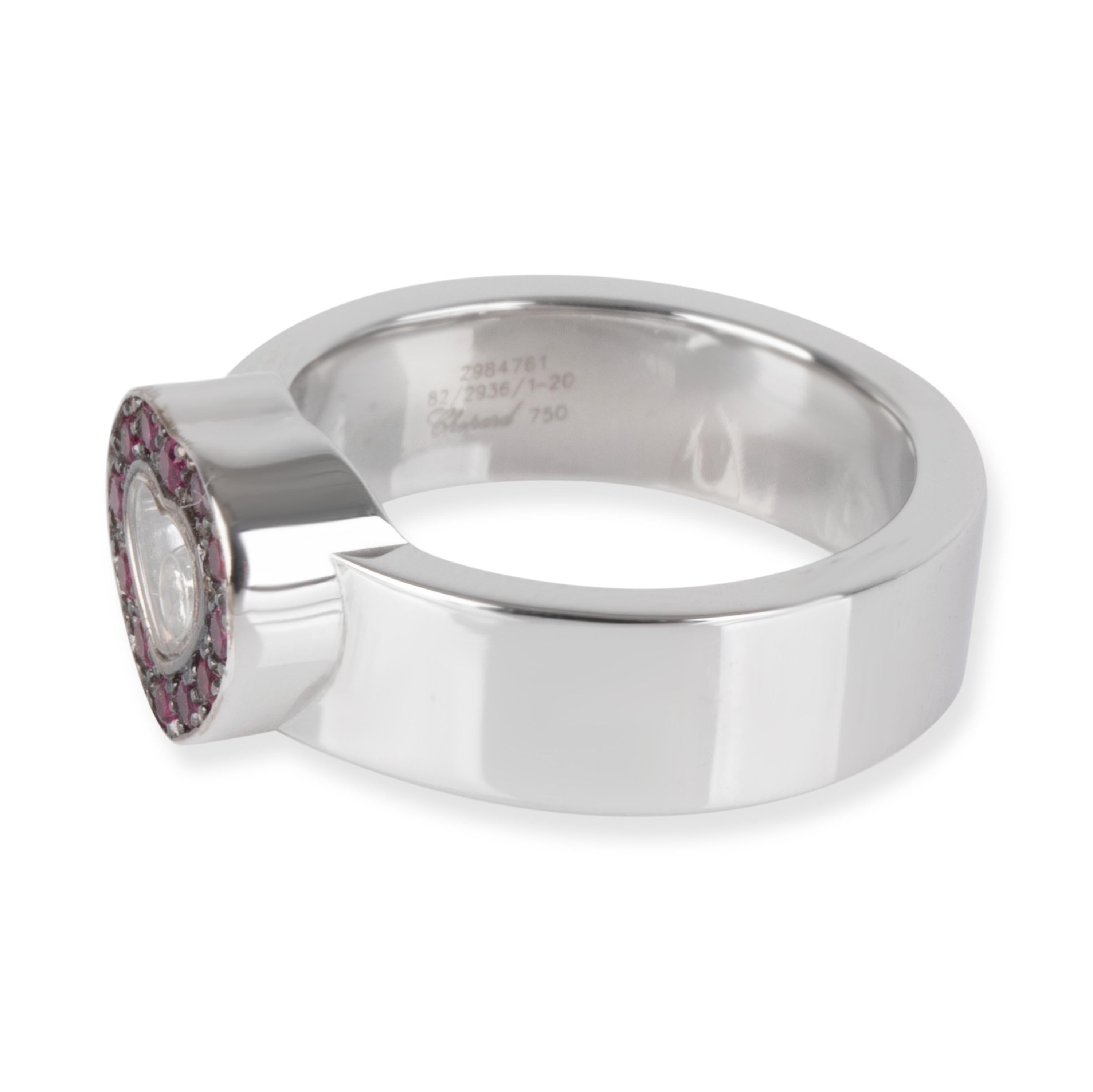 Round Cut Chopard Happy Diamonds Heart Ring in 18 Karat White Gold 0.02 Carat