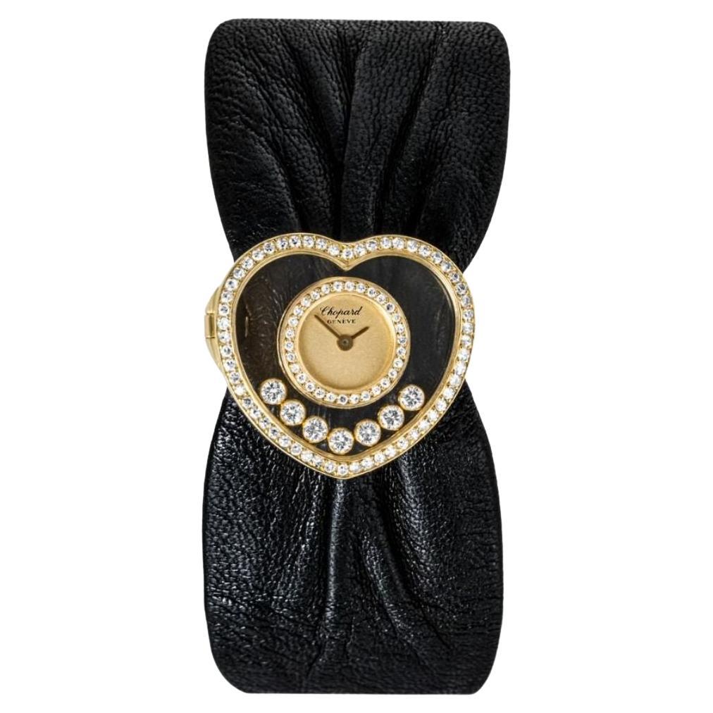 Chopard Happy Diamonds Heart Shape Yellow Gold Watch For Sale