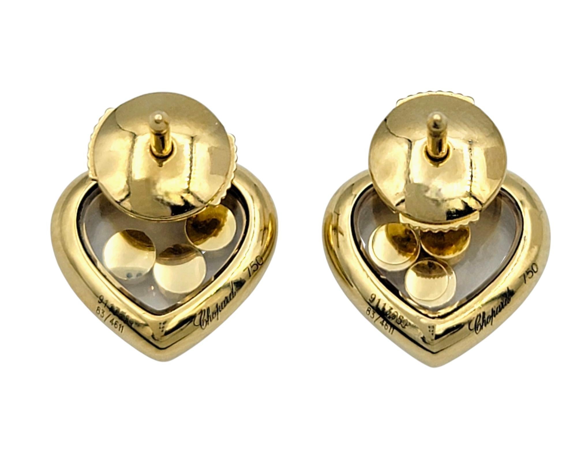 Chopard, clous d'oreilles Happy Diamonds en forme de cœur en or jaune 18 carats Bon état - En vente à Scottsdale, AZ