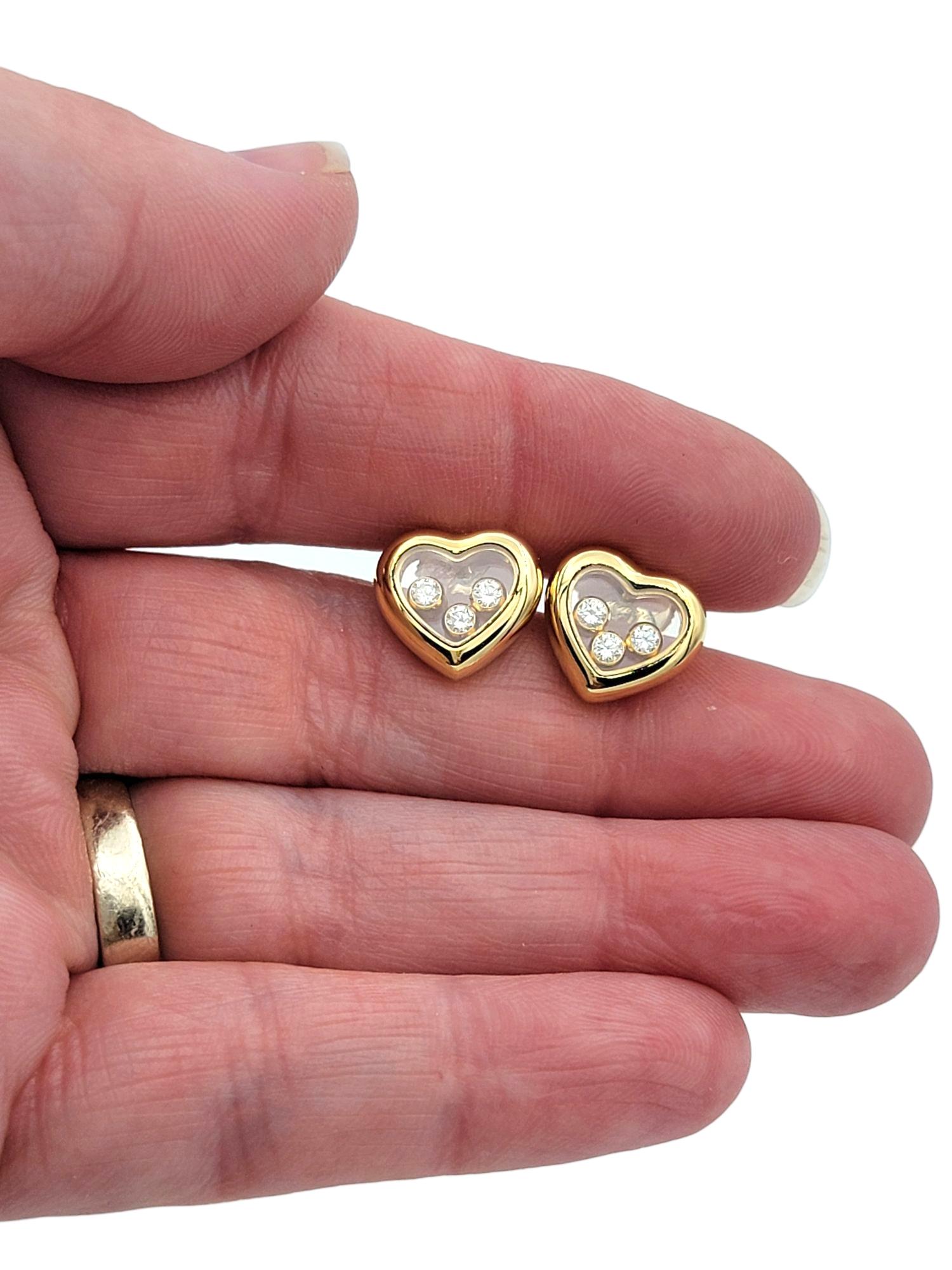 Chopard, clous d'oreilles Happy Diamonds en forme de cœur en or jaune 18 carats Pour femmes en vente