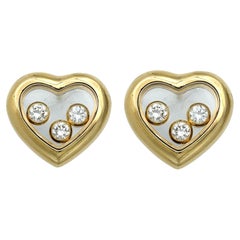 Chopard "Happy Diamonds" Heart Shaped Stud Earrings in 18 Karat Yellow Gold