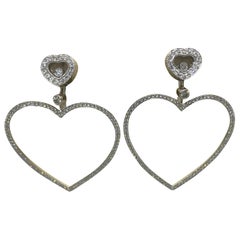 Chopard Happy Diamonds Hearts 18 Karat White Gold and Diamonds Large Earrings