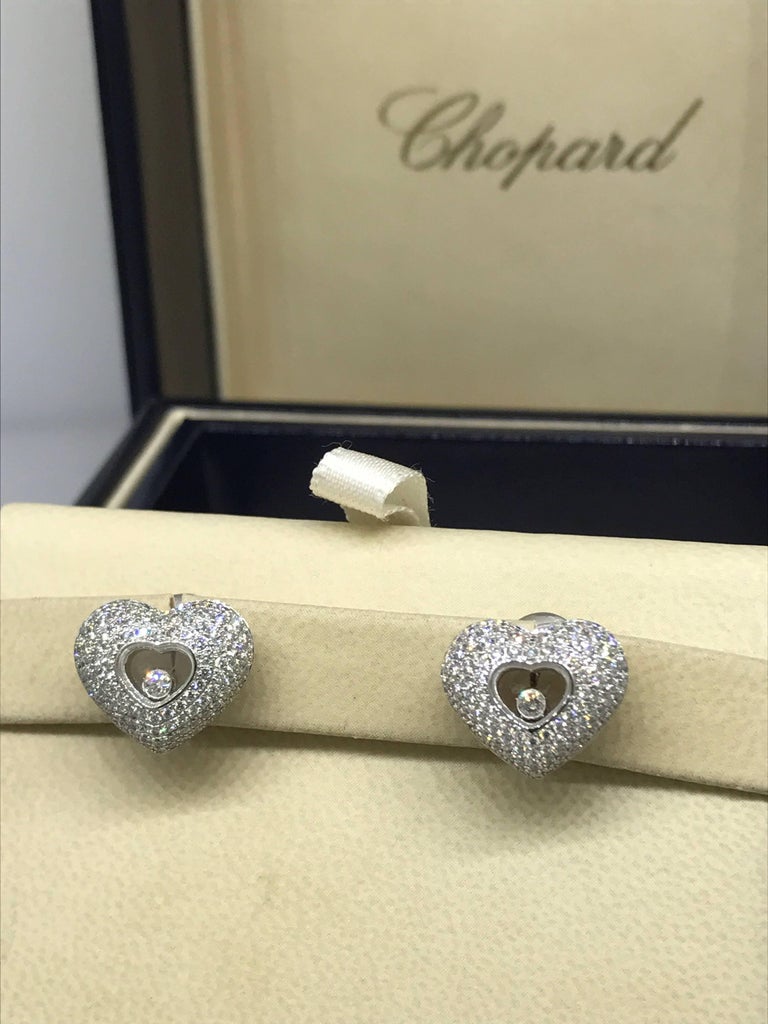Chopard Happy Diamonds Hearts 18 Karat Gold Pave Diamond Earrings 83/ ...