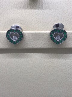 Chopard Happy Diamonds Hearts White Gold and Emerald Earrings 83/2936