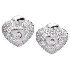 Chopard Happy Diamonds Hearts White Gold Pave Diamond Earrings 83/7417-1001