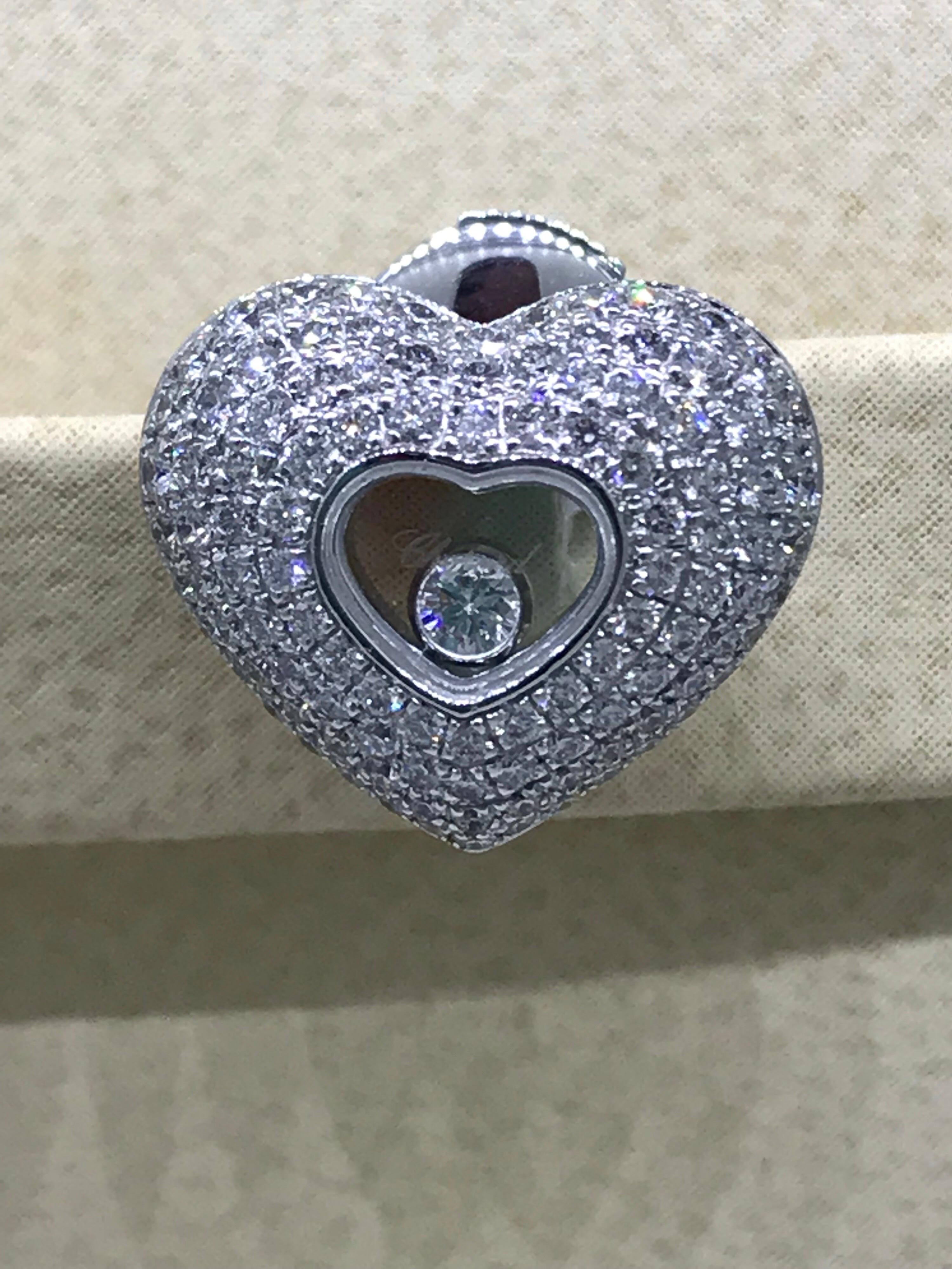 Chopard Happy Diamonds Hearts White Gold Pave Diamond Earrings 83/7417-1001 For Sale 2