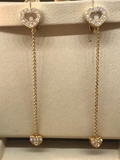 Lange Gelbgold-Ohrclips von Chopard Happy Diamonds Hearts 84/4663 Neu