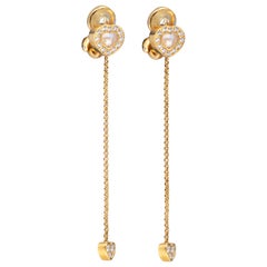 Lange Gelbgold-Ohrclips von Chopard Happy Diamonds Hearts 84/4663 Neu