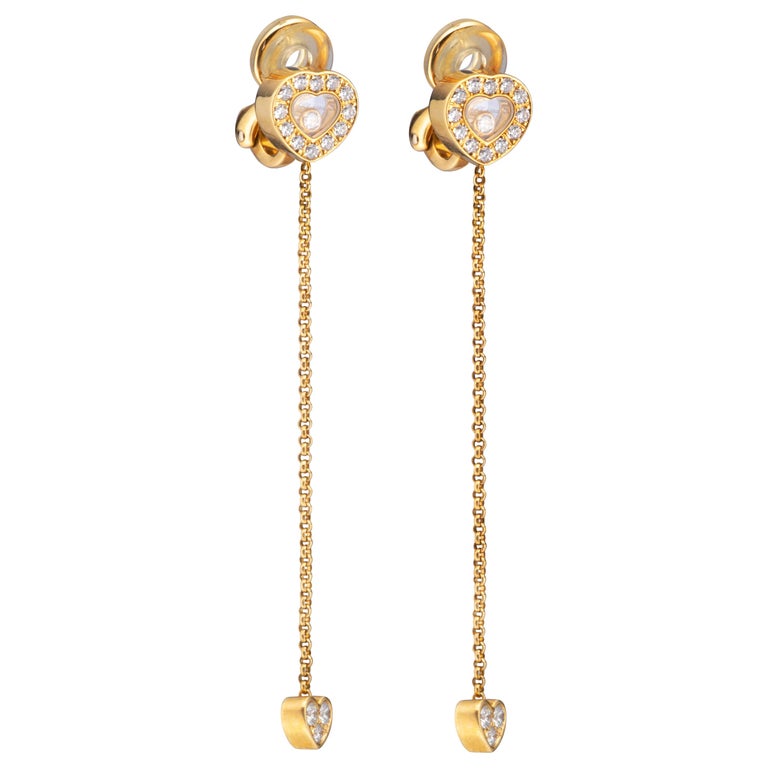 Chopard Happy Diamonds Hearts Yellow Gold Long Drop Clip-On Earrings 84 ...