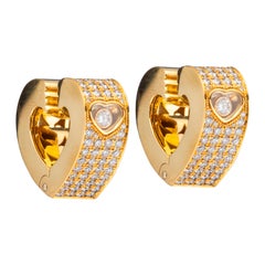 Chopard Happy Diamonds Hearts Yellow Gold Pave Diamond Earrings 84/3462-20