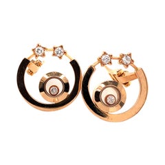 Chopard Happy Diamonds Hoop and Stars Earrings 18 Karat Rose Gold