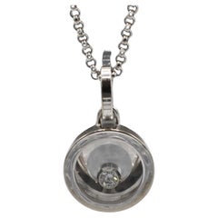 Chopard Happy Diamonds Icon 18 Karat White Gold Floating Circle Disc Necklace