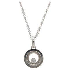Chopard Happy Diamonds Icon 18 Karat White Gold Floating Circle Disc Necklace