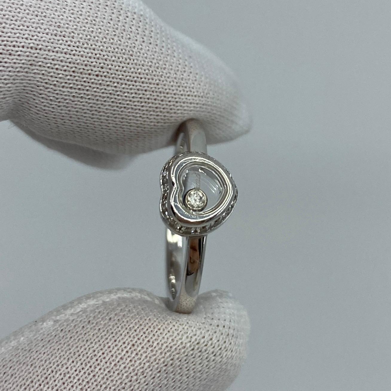 Diamant-Akzente von Chopard Happy Diamonds Icon 18 Karat Weißgold Herz-Ring für Damen oder Herren