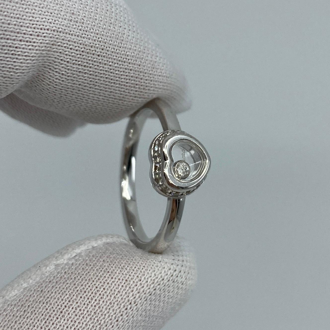 Diamant-Akzente von Chopard Happy Diamonds Icon 18 Karat Weißgold Herz-Ring 3