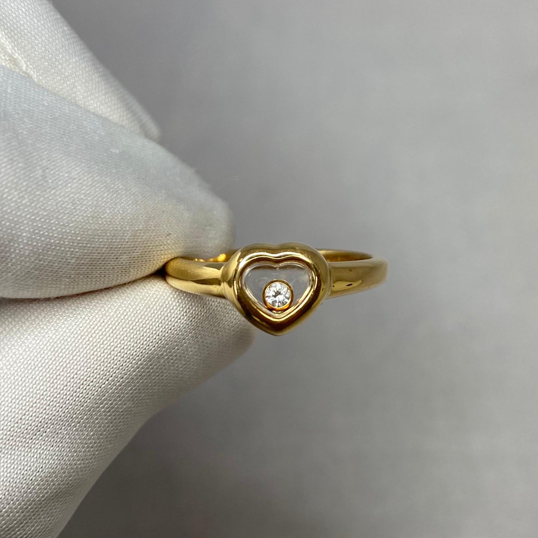 Women's or Men's Chopard Happy Diamonds Icon 18 Karat Yellow Gold Heart Ring Size M US 61/2
