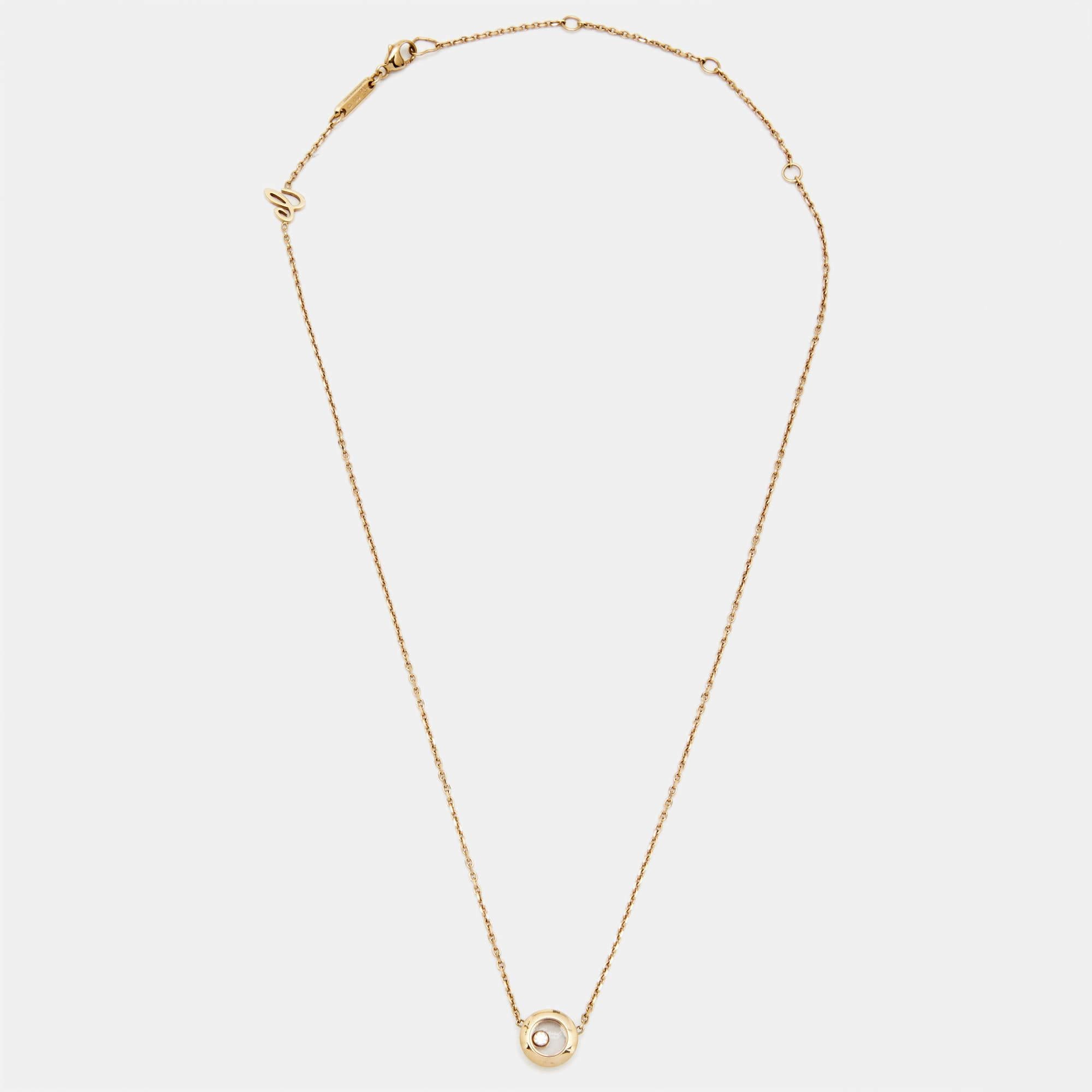 Chopard Happy Diamonds Icon 18k Rose Gold Necklace In Good Condition In Dubai, Al Qouz 2