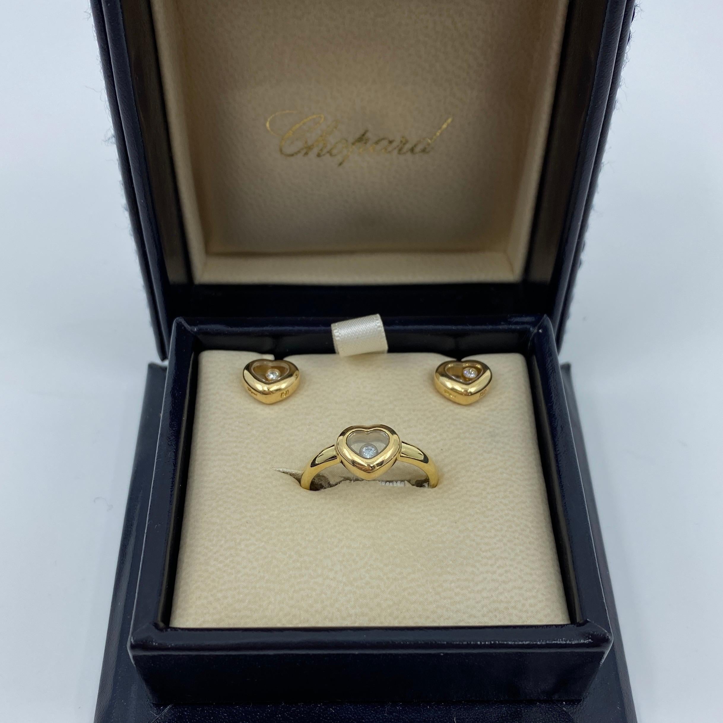 Chopard Happy Diamonds Icon 18k Yellow Gold Heart Ring & Earrings Matching Set For Sale 5
