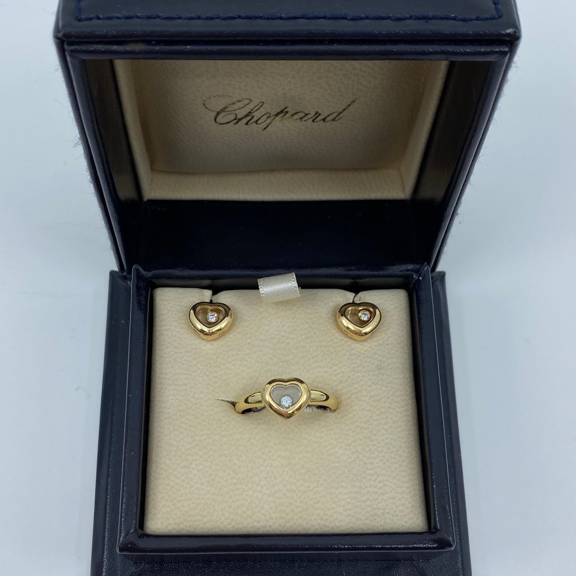 Chopard Happy Diamonds Icon 18k Yellow Gold Heart Ring & Earrings Matching Set For Sale 6
