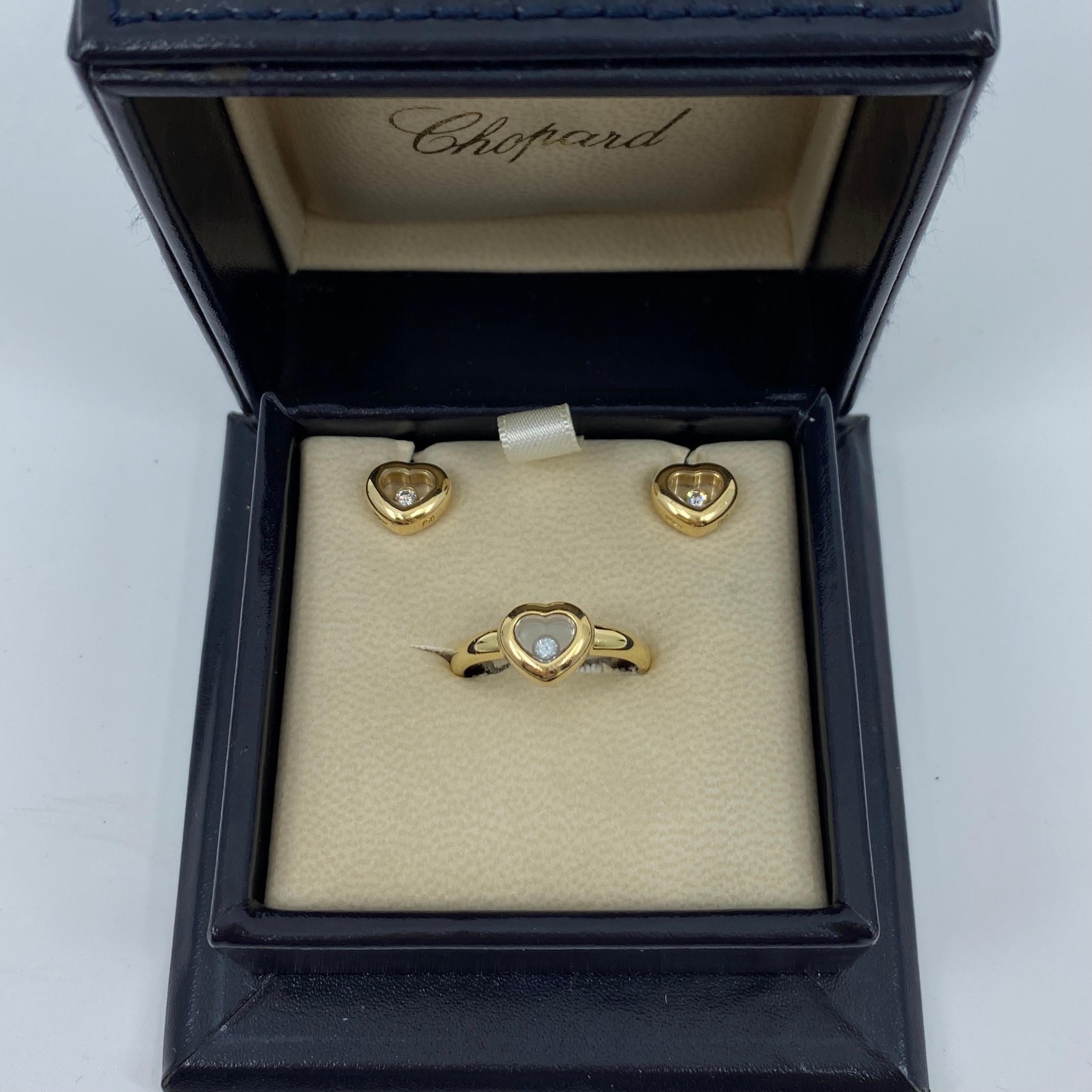 Chopard Happy Diamonds Icon, bague et boucles d'oreilles assorties en or jaune 18 carats Excellent état - En vente à Birmingham, GB