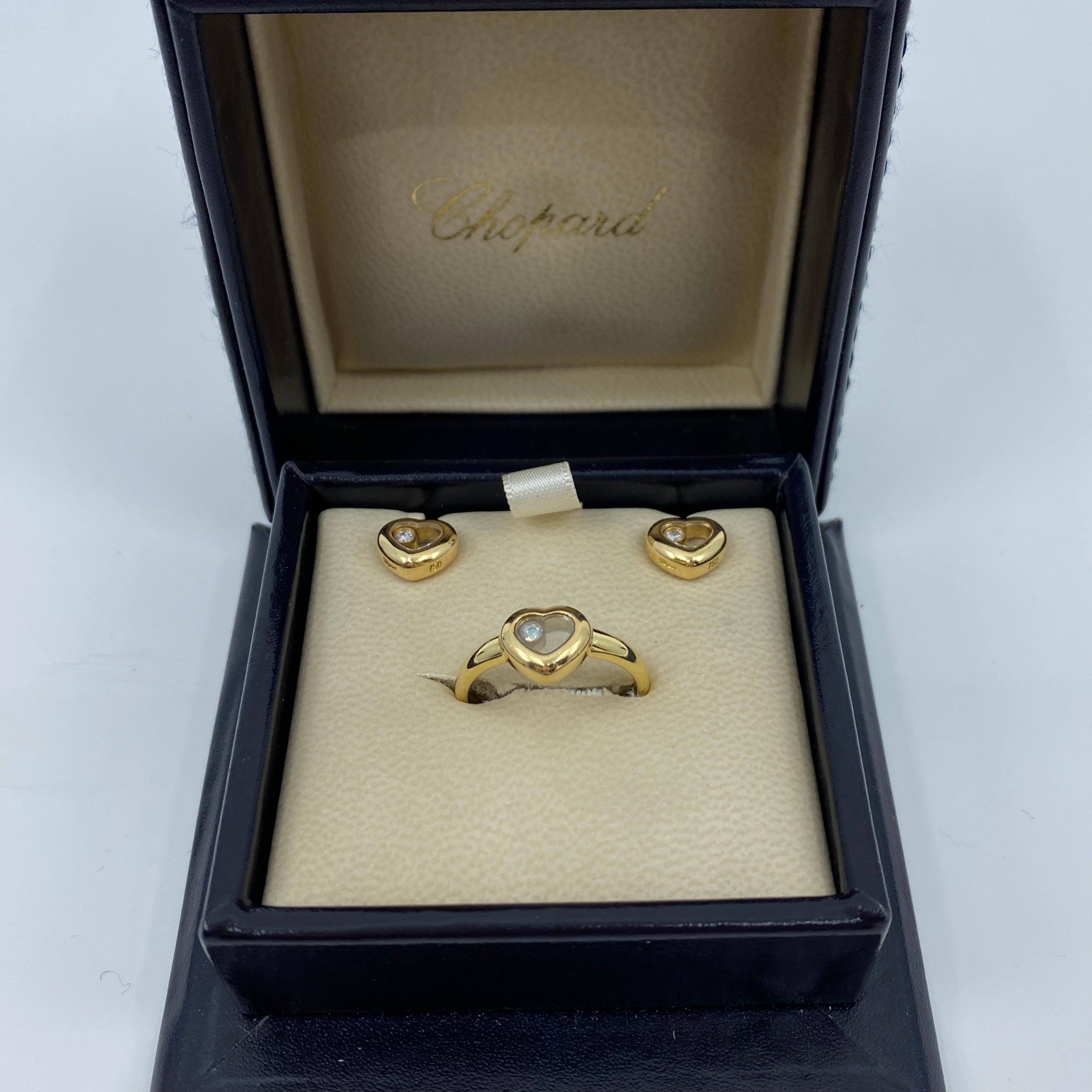 Chopard Happy Diamonds Icon 18k Yellow Gold Heart Ring & Earrings Matching Set For Sale 2