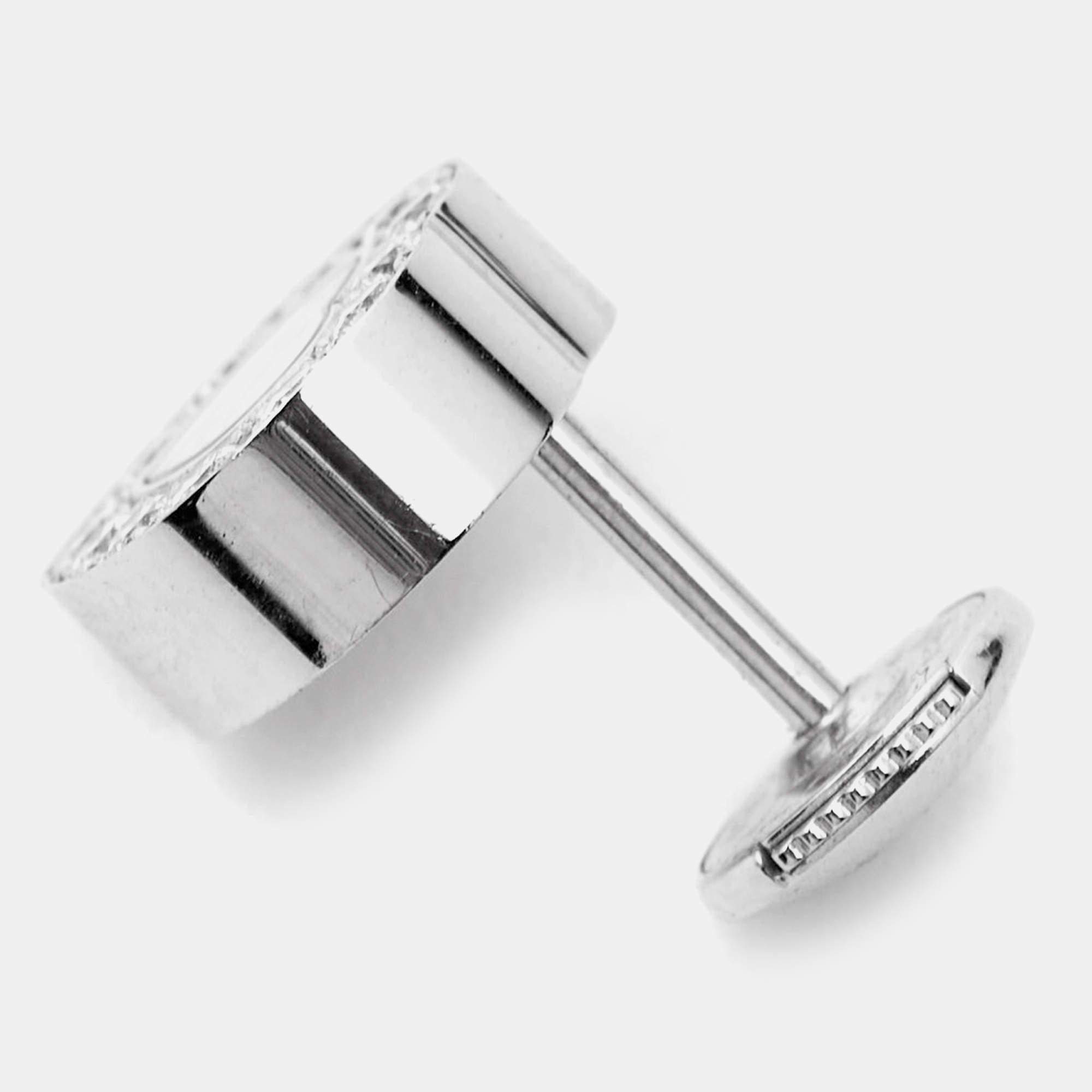 Women's Chopard Happy Diamonds Icon Diamond 18k White Gold Stud Earrings For Sale