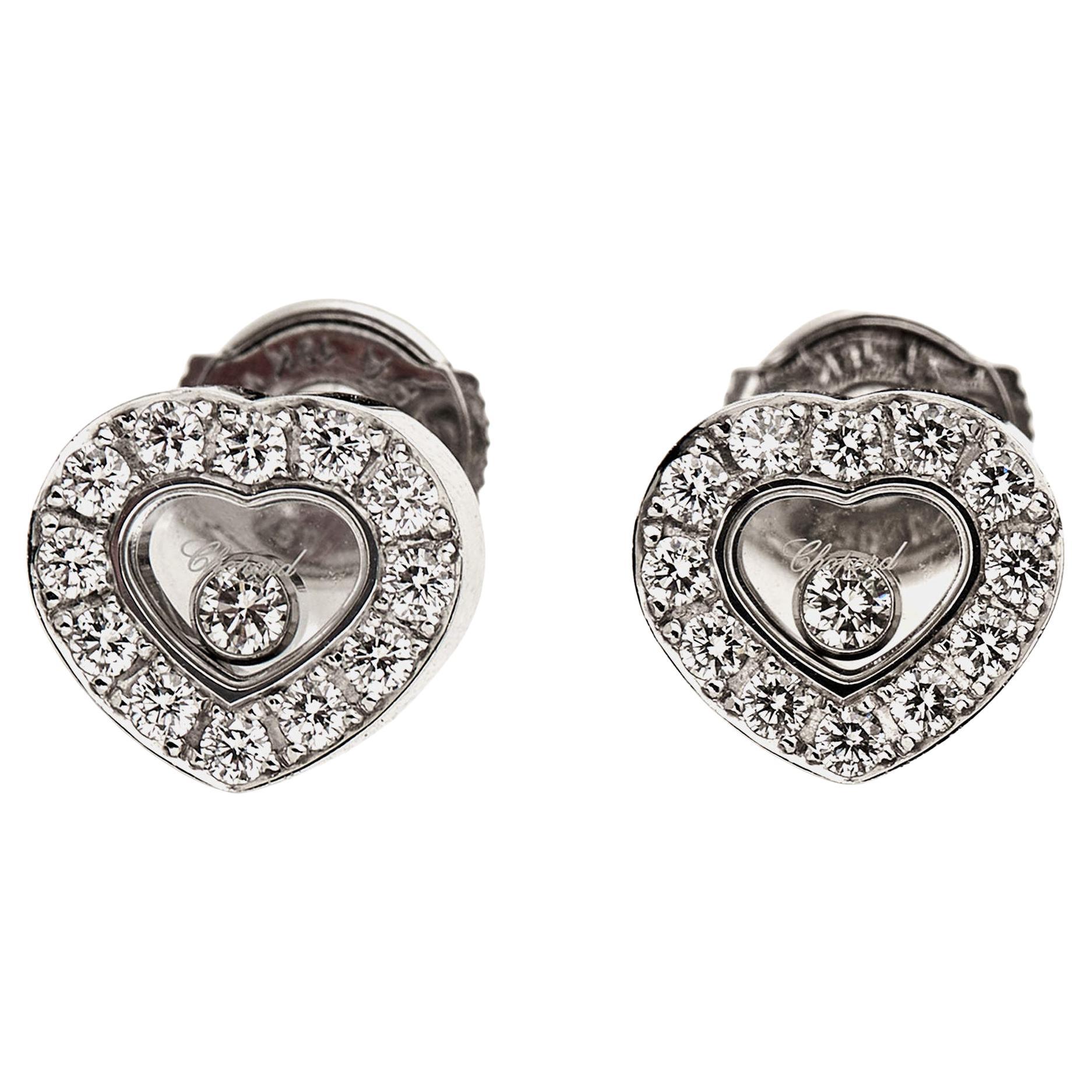 Chopard Happy Diamonds Icon Diamond 18k White Gold Stud Earrings