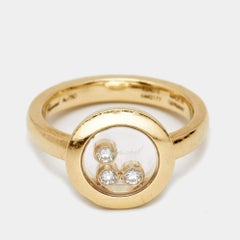 Chopard Happy Diamonds Icon Diamond 18k Yellow Gold Ring Size 52