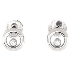 Chopard Happy Diamonds Icon Round Stud Earrings 18K White Gold with Floating