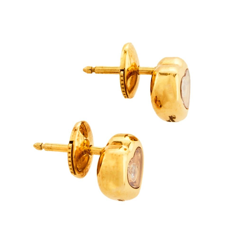 Uncut Chopard Happy Diamonds Icons 18K Yellow Gold Stud Earrings