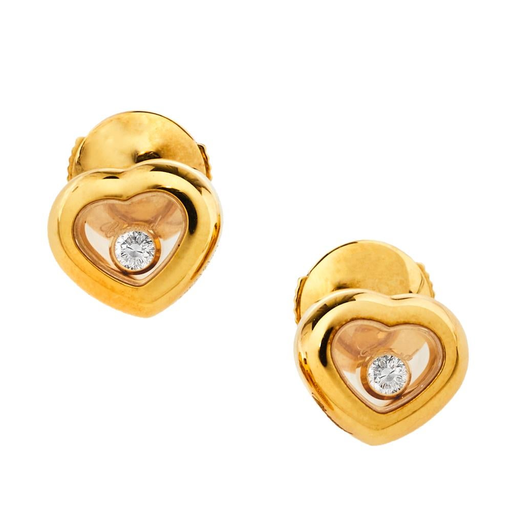Chopard Happy Diamonds Icons 18K Yellow Gold Stud Earrings In Good Condition In Dubai, Al Qouz 2